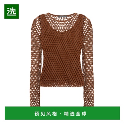 1h可退 香港直邮Alberta Ferretti 女士 棕色网纱上衣 A090101010