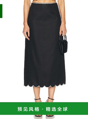 1h可退 香港直邮ZIMMERMANN 女士 褶皱齿纹中长半身裙 2734SR251