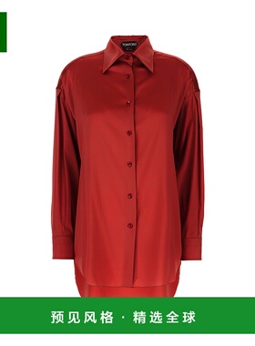 1h可退 香港直邮Tom Ford 汤姆·福特 女士 红色弹力真丝衬衫 CA3