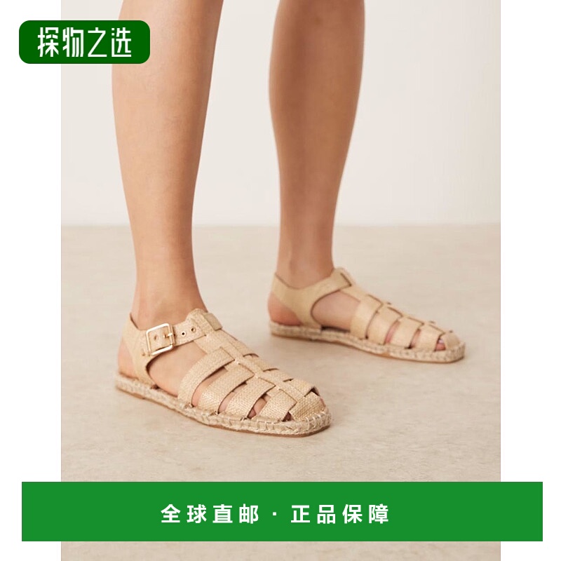 香港直邮ASOS 女士 Jukebox 设计渔夫凉鞋(自然色)麻底鞋拖鞋