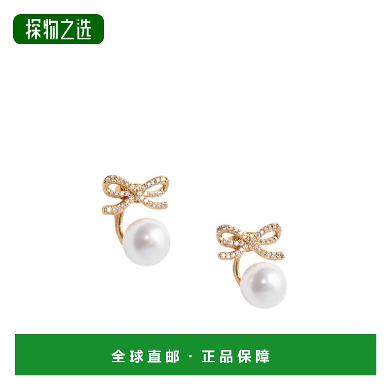 香港直邮Self-Portrait 金色蝴蝶结珍珠夹克耳环 AW25-609E