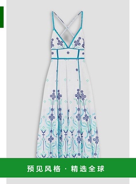 1h可退 香港直邮Charo Ruiz Ibiza 女士 露背马德拉刺绣棉混纺长