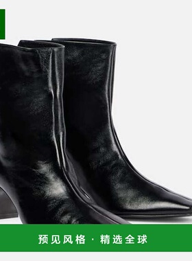 1h可退 香港直邮KHAITE 女士 Ona 55 皮质短靴 black黑色 舒适时