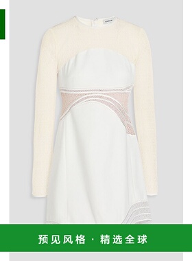 1h可退 香港直邮Simkhai 女士 Blaise 鱼网拼接绉纱迷你连衣裙 12