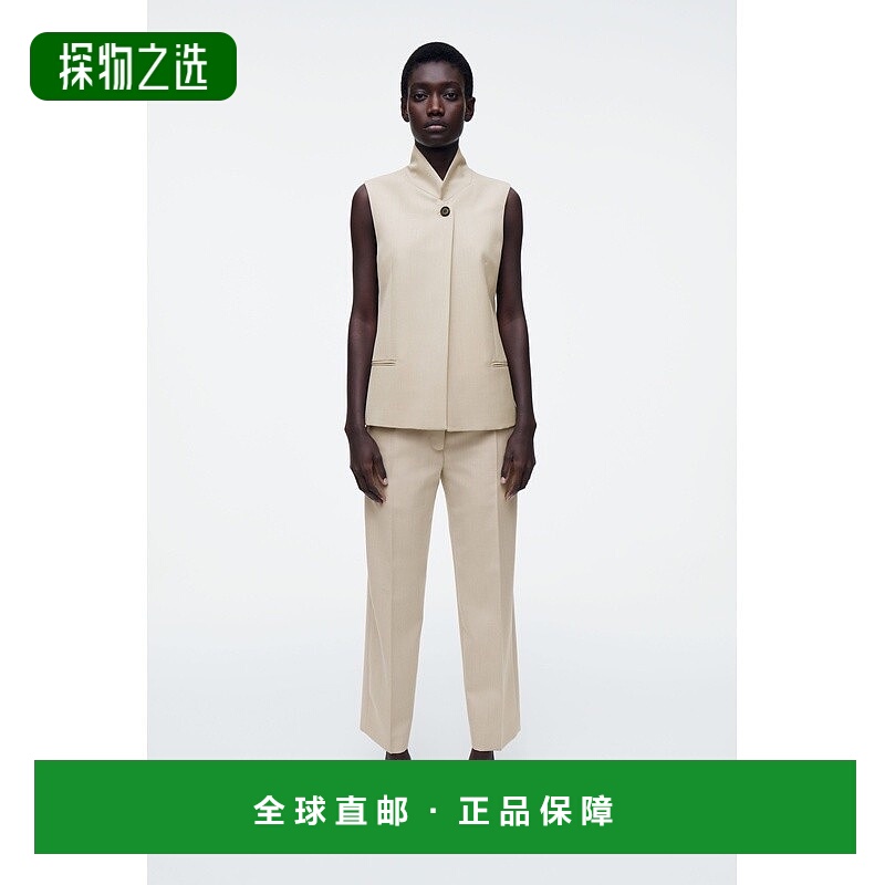 欧洲直邮COS 女士灰色羊毛休闲裤新款阔腿裤西装裤直筒裤