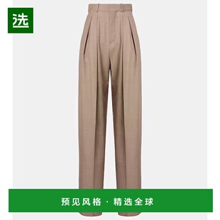 香港直邮Saint 褶裥羊毛阔腿裤 Laurent 女士 圣罗兰 1h可退