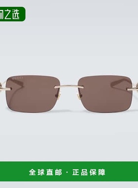 1h可退 香港直邮Gucci 古驰 男士 马衔扣矩形太阳眼镜 metal金属