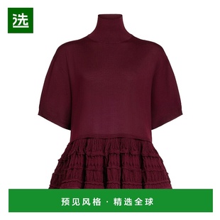 AA9H1393K164C短袖 针织荷叶边T恤 半高领 香港直邮Alaia 1h可退