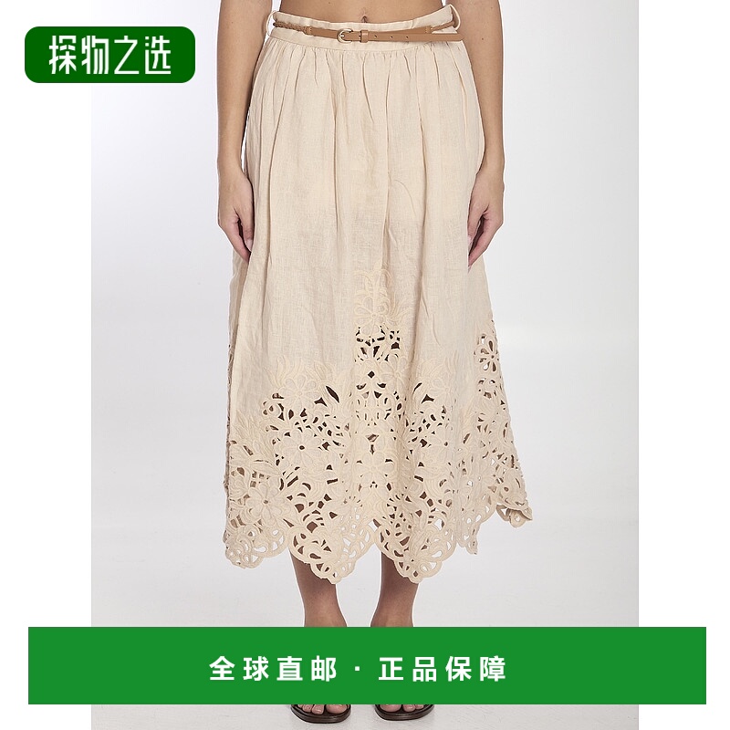 1h可退 香港直邮ZIMMERMANN 女士 Wylie 刺繡中長裙 1745SRS25