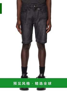 1h可退 香港直邮Wooyoungmi 吴阳米 男士 黑色褪色牛仔短裤 W241P