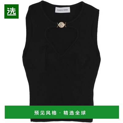 香港直邮MARINE SERRE 女士背心吊带 WTK058ACKNI0514BK99 SS2025