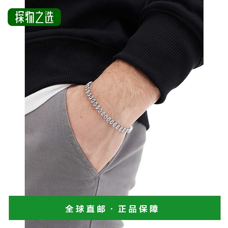 香港直邮ASOS 男士 marquise 设计防水不锈钢密镶水晶手链(银色) - 封面