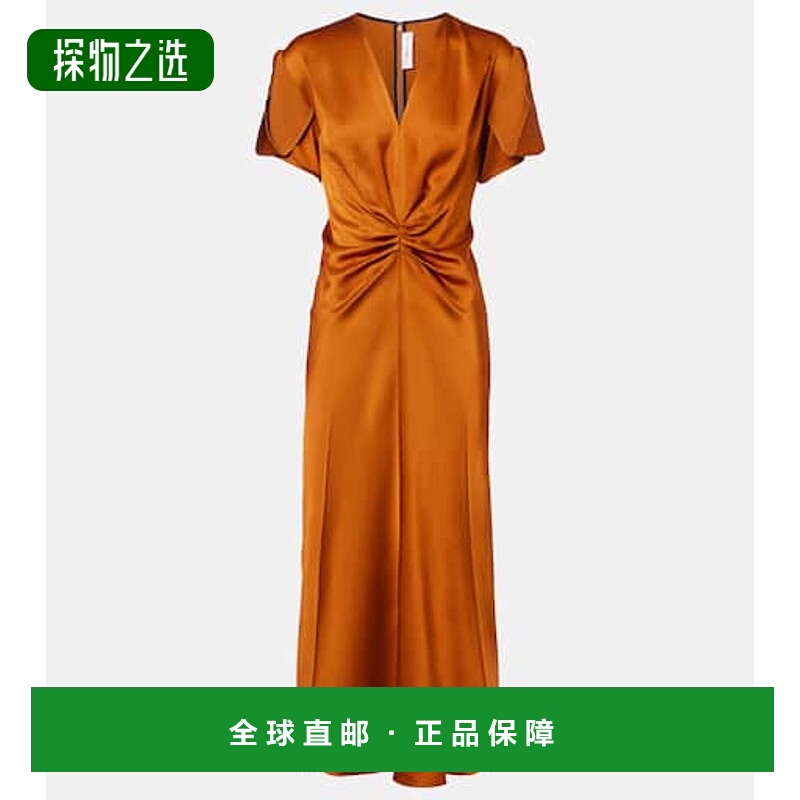 香港直邮VICTORIA BECKHAM 维多利亚·贝克汉姆 女士 褶皱中长连