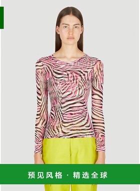 1h可退 香港直邮Collina Strada 女士 Cardio 动物印花圆领上衣 X