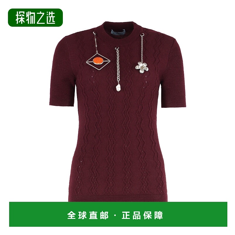 香港直邮Prada 普拉达 女士 PENDANTS 镂空图案羊毛毛衣 P24V2HSO