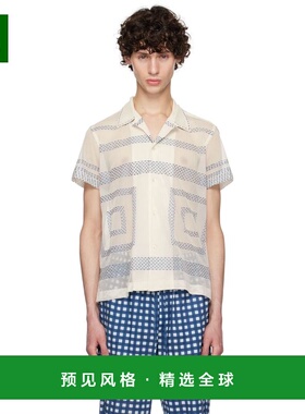 1h可退 香港直邮Bode 男士 SS MRS24SH062 拼贴缝线米白衬衫