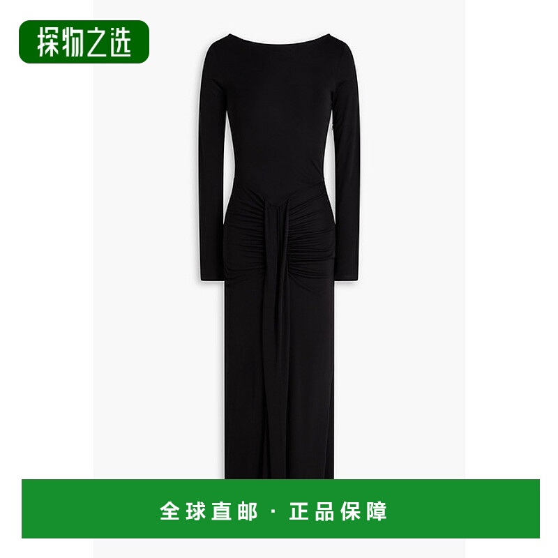 香港直邮Staud 女士 Gres 垂褶针织中长连衣裙 R25R2152VJBLACK