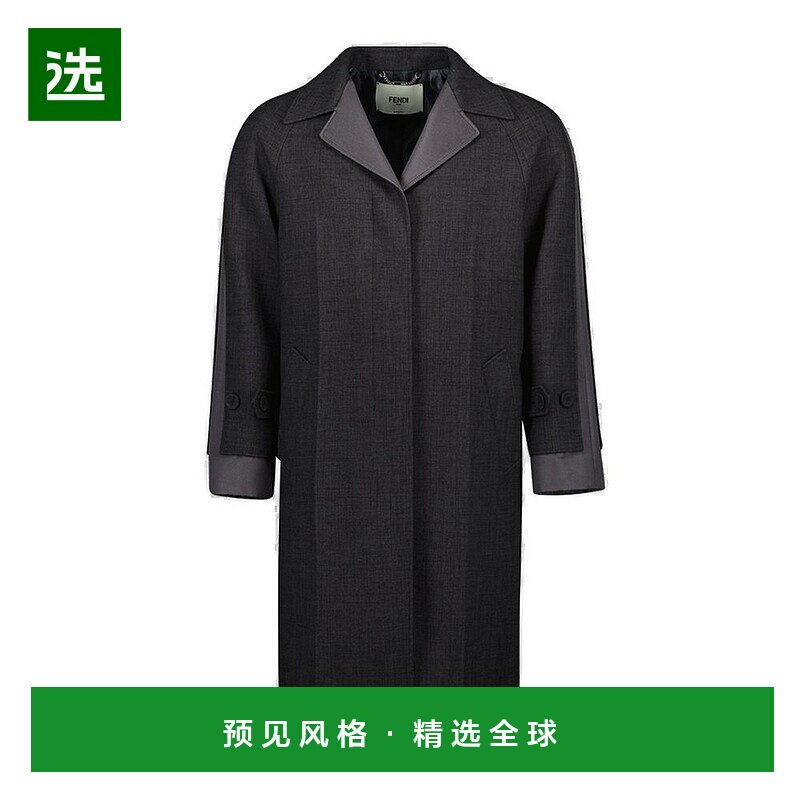1h可退 香港直邮Fendi 芬迪 女士 翻领插肩袖大衣外套 FF6027ASZ1