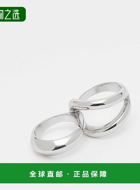 香港直邮ASOS 女士 设计固定色调双环戒指(银色)