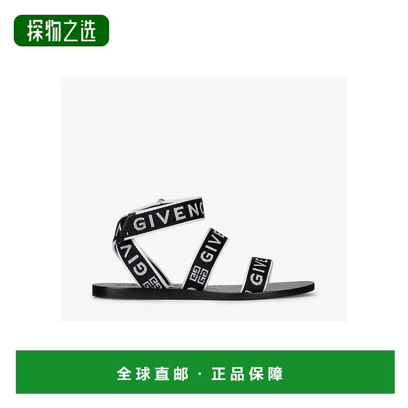 香港直邮Givenchy 黑白交叉凉鞋 BE303YE0MQ纪梵希平底牛皮