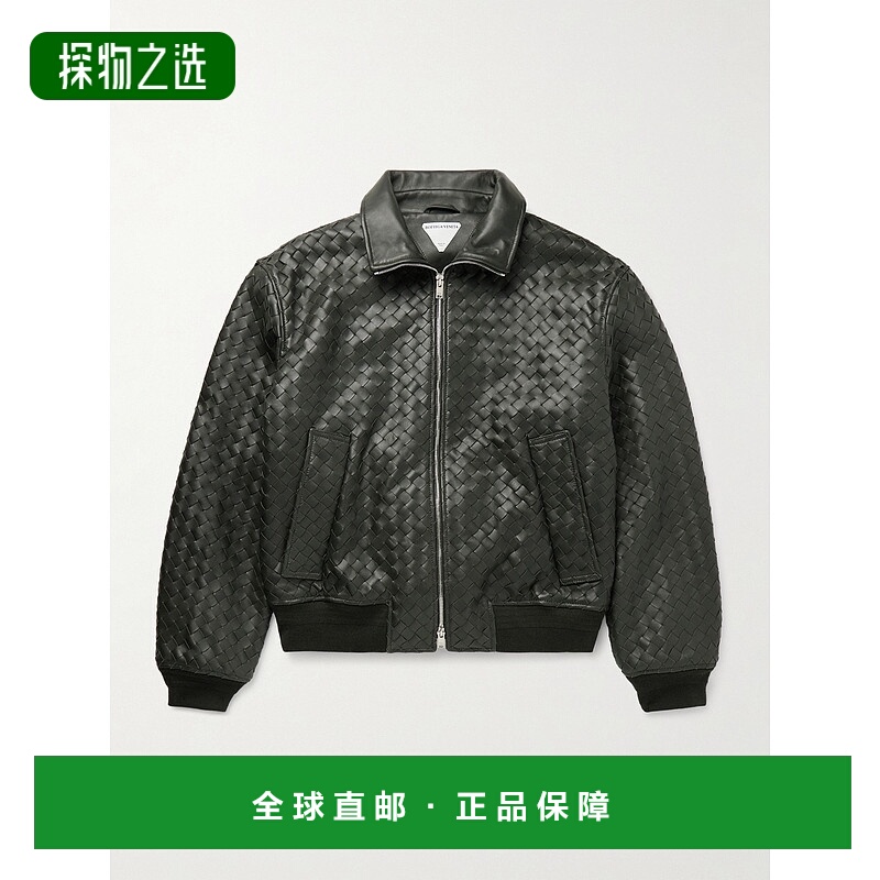 香港直邮Bottega Veneta 葆蝶家 男士 编织皮革宽身束腰夹克 8115