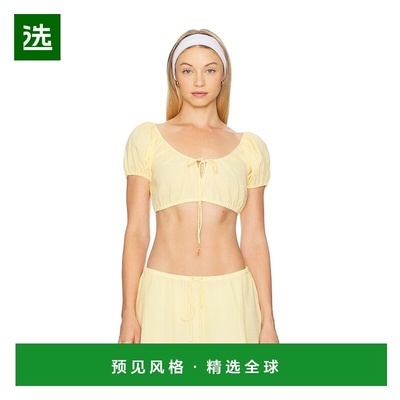 1h可退 香港直邮Danielle Guizio 女士 Ravello 方格棉布上衣 P25