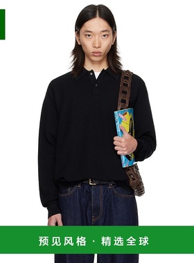 1h可退 香港直邮vowels 男士 黑色 Light Weight Knit Polo 衫 KW