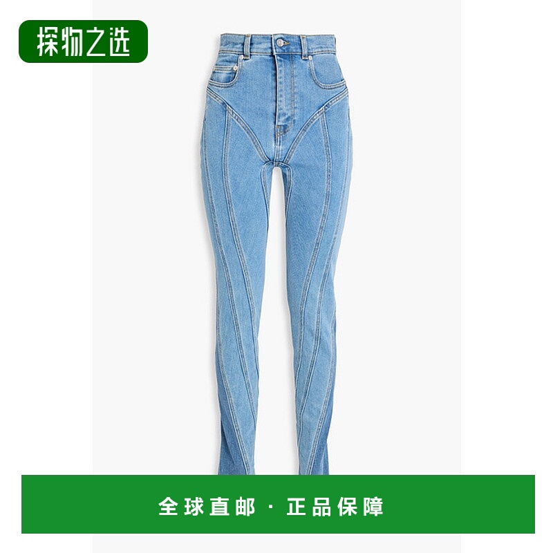 香港直邮Mugler 穆勒 女士 Two-tone 高腰细脚牛仔裤 22W6PA03262