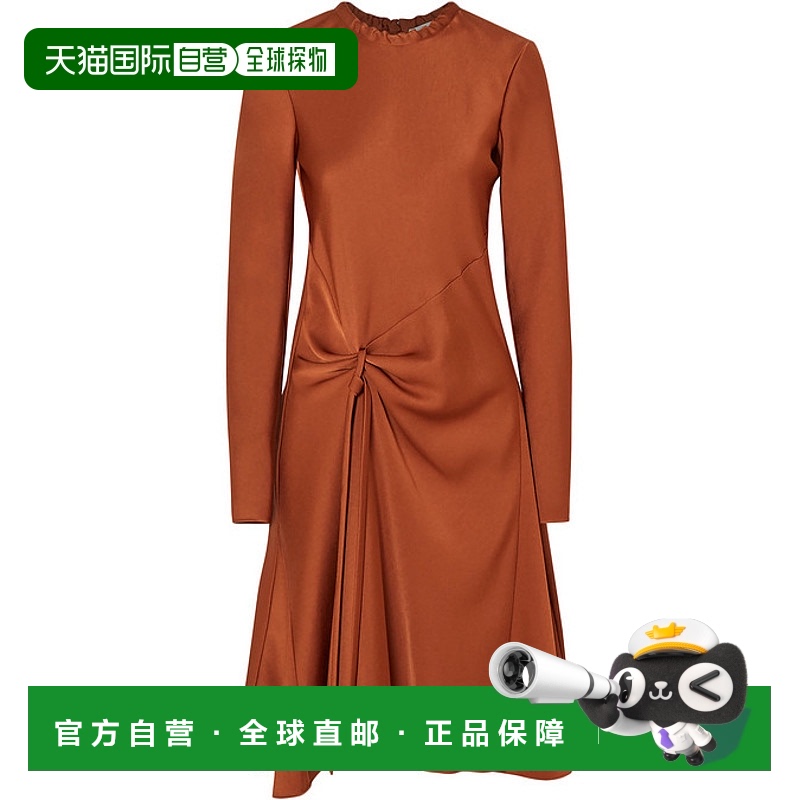 1h可退 香港直邮Chloe 蔻依 女士 垂褶缎面绉纱中长连衣裙 CHC19A