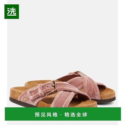 1h可退 香港直邮Valentino 华伦天奴 女士 Fussfriend 天鹅绒凉鞋