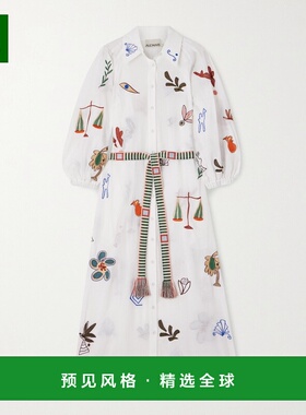 1h可退 香港直邮ALÉMAIS 女士 + LRNCE Mina 刺绣苎麻中长衬衫式