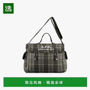 欧洲直邮APC 男士深卡其色棉帆布邮差包手提包单肩包斜挎包