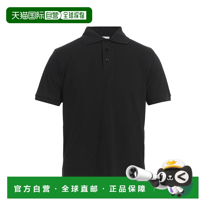 1h可退 香港直邮Saint Laurent 圣罗兰 男士 Polo衫 black黑色 舒