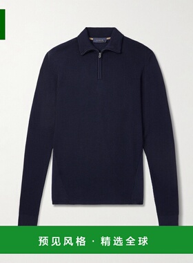 1h可退 Sease 男士 华尔夫针织初剪羊毛半拉链毛衣 KP042