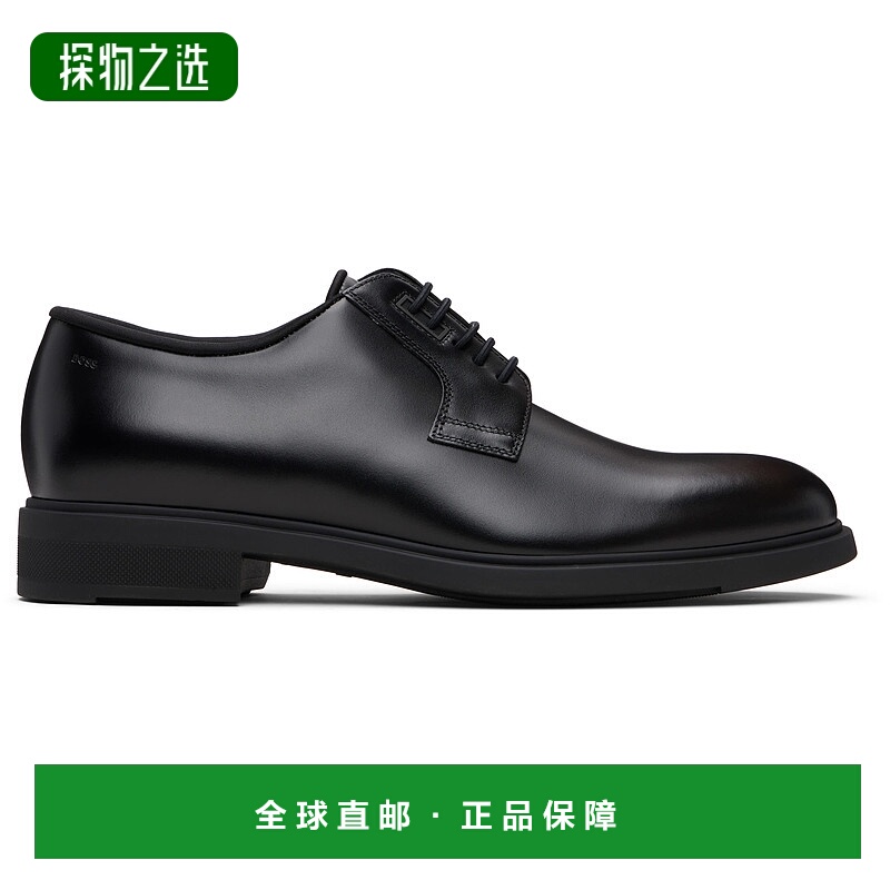 香港直邮BOSS 波士 男士 黑色 Piped Trims Leather 德比鞋 50499
