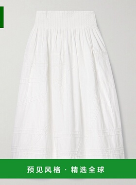 1h可退 香港直邮SEA 海洋 女士 Camden 褶裥棉质府绸中长半身裙 P