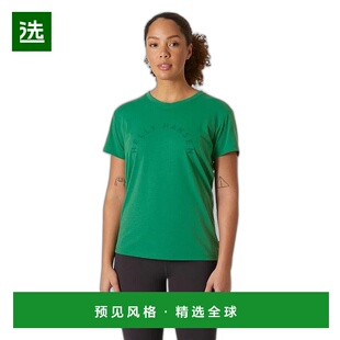 欧洲直邮Helly Hansen 女士绿色聚酯Skog图案T恤海丽汉森