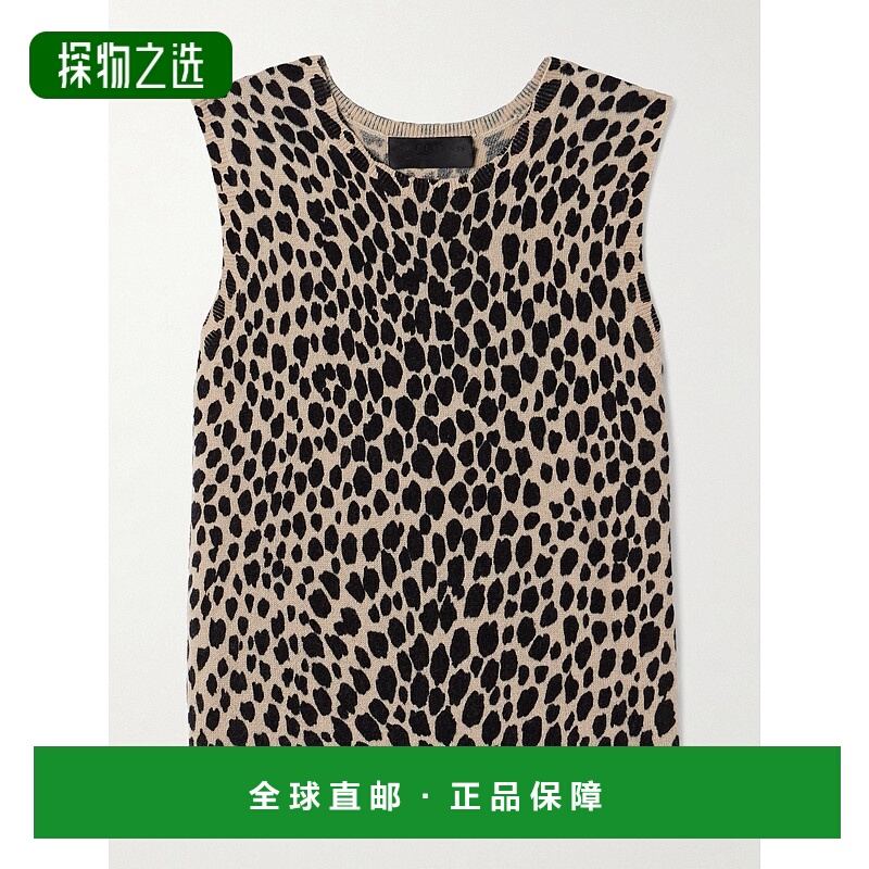1h可退 香港直邮NILI LOTAN 女士 Nessa 豹纹羊绒背心 81437Y001T