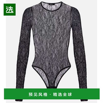 1h可退 香港直邮wardrobenyc 女士 花朵蕾丝连体衣 black黑色 舒