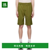 绿色褶裥短裤 1h可退 FMS15ST02GRE Wang 男士 香港直邮Feng Chen