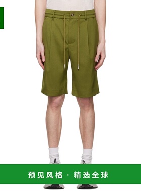 1h可退 香港直邮Feng Chen Wang 男士 绿色褶裥短裤 FMS15ST02GRE