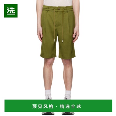 1h可退 香港直邮Feng Chen Wang 男士 绿色褶裥短裤 FMS15ST02GRE