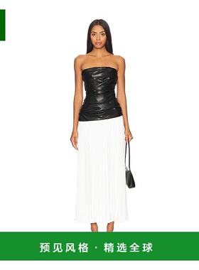 1h可退 香港直邮Simkhai 女士 Arie 仿皮紧身胸衣中长连衣裙 5241