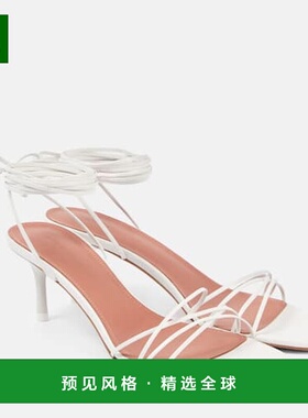 1h可退 香港直邮Amina Muaddi 女士 Lori 60 皮质凉鞋 white白色