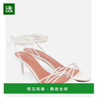 1h可退 香港直邮Amina Muaddi 女士 Lori 60 皮质凉鞋 white白色