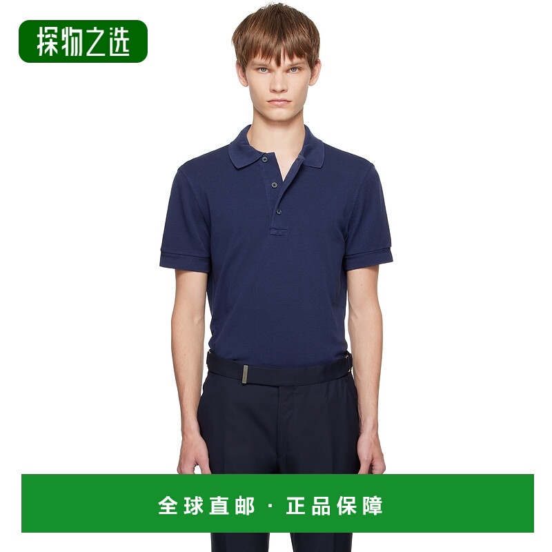 香港直邮Tom Ford 汤姆·福特 男士 蓝色 Piquet Polo 衫 JPS011J