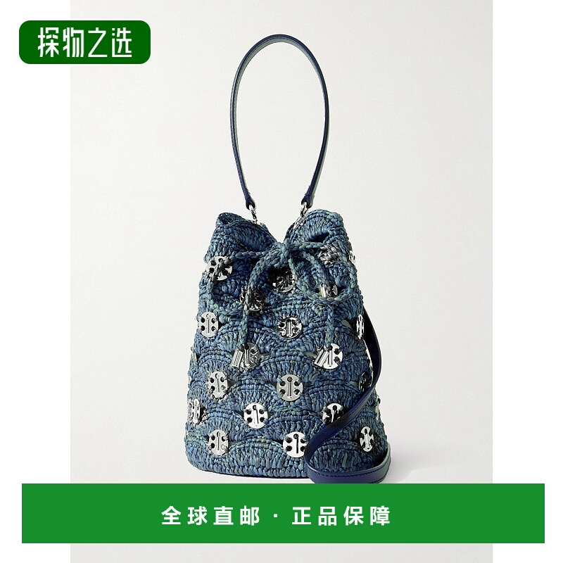 1h可退 香港直邮Rabanne 女士 Chainmail-embellished 拉菲草编织