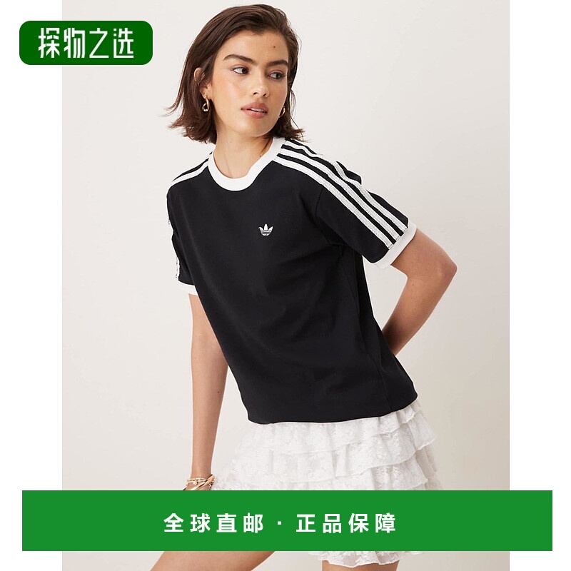 香港直邮Adidas Originals 女士 adidas Originals ringer 3 皱褶