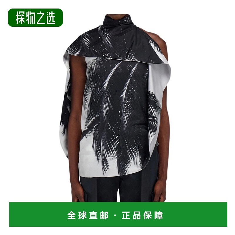 香港直邮Salvatore Ferragamo 印花不对称衬衫 13H791