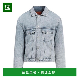 1h可退 【美国直邮】SANDRO男士外套牛仔短款单排扣连帽纯色多口